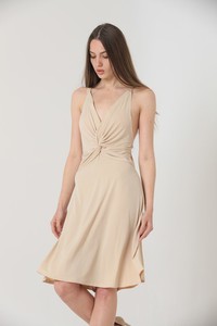 Olive Keten Efektli Kadın Elbise #1