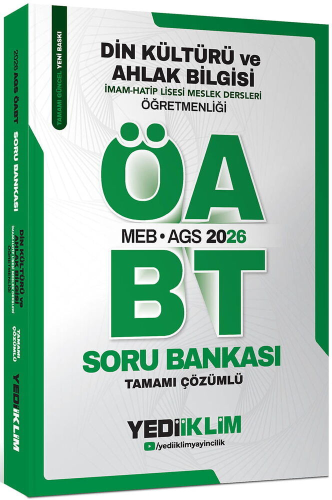 Yediiklim 2026 MEB AGS ÖABT Din Kültürü Ve Ahlak Bilgisi Öğretmenliği  Tamamı Çözümlü Soru Bankası