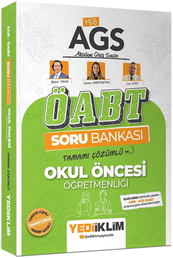 Yediiklim Yayınları 2026 MEB AGS ÖABT Okul Öncesi Öğretmenliği Tamamı Çözümlü Soru Bankası