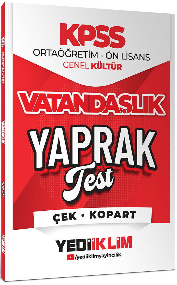 YEDİİKLİM YAYINLARI 2026 KPSS ORTAÖĞRETİM-ÖNLİSANS VATANDAŞLIK ÇEK KOPART YAPRAK TEST