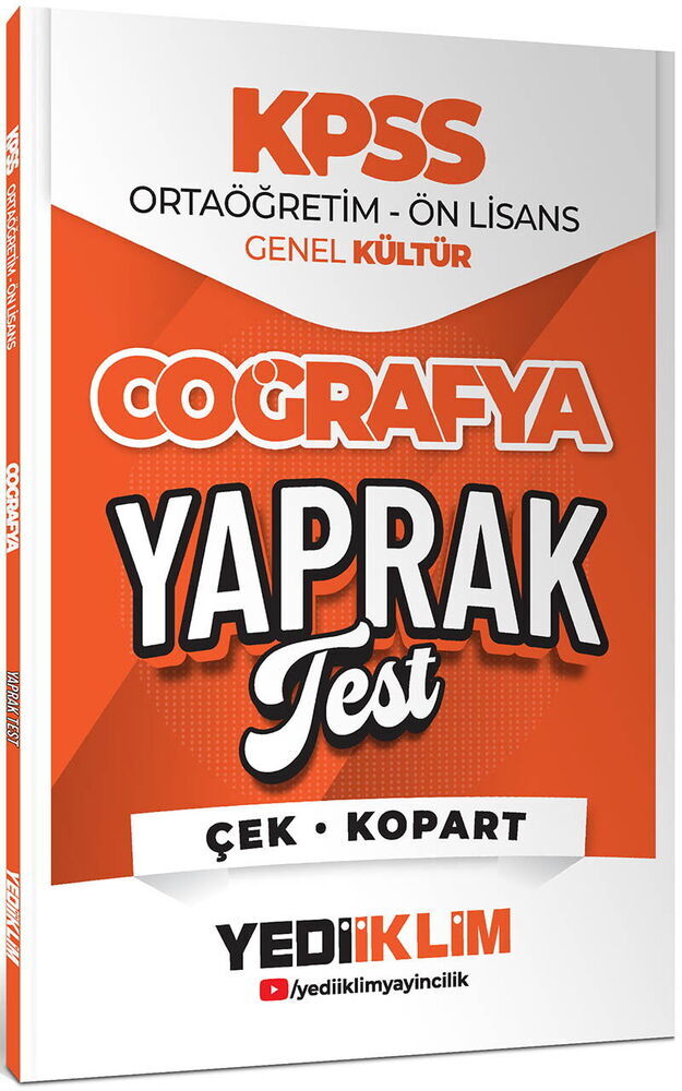 YEDİİKLİM YAYINLARI 2026 KPSS ORTAÖĞRETİM-ÖNLİSANS COĞRAFYA ÇEK KOPART YAPRAK TEST
