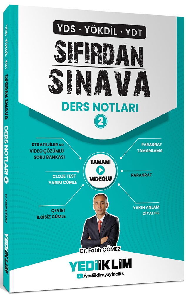Yediiklim Yayınları YDS YÖKDİL YDT Sıfırdan Sınava Tamamı Videolu Ders Notları 2. Kitap