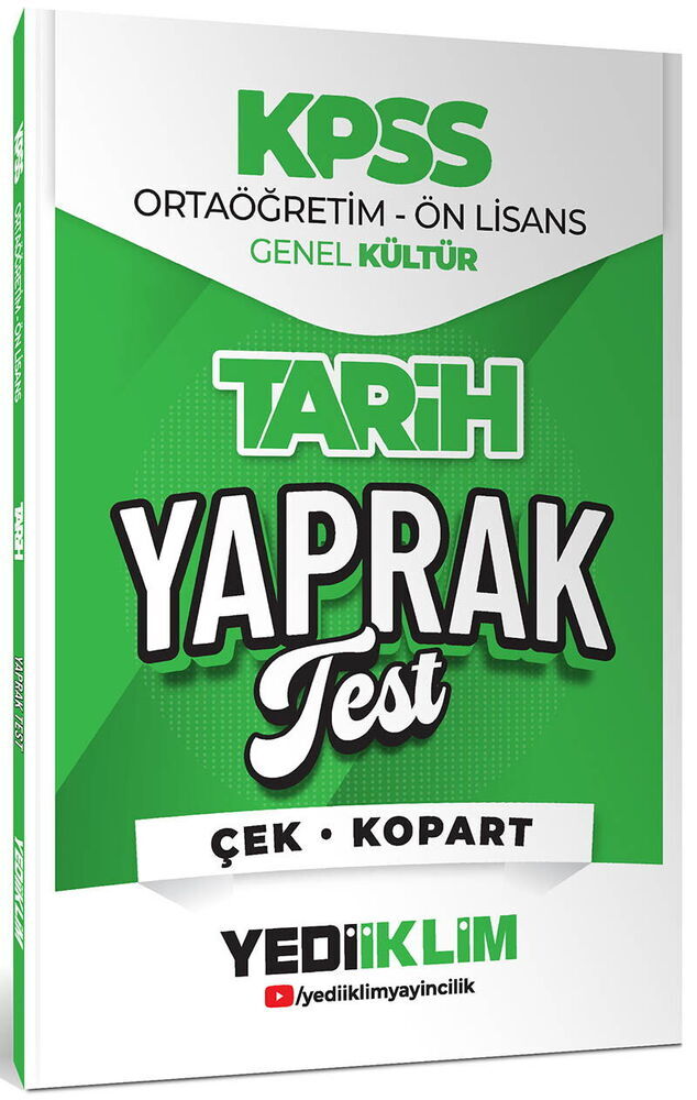 YEDİİKLİM YAYINLARI 2026 KPSS ORTAÖĞRETİM-ÖNLİSANS TARİH ÇEK KOPART YAPRAK TEST
