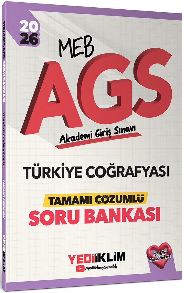 Yediiklim Yayınları 2026 MEB AGS Türkiye Coğrafyası Tamamı Çözümlü Soru Bankası 