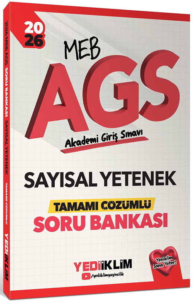 Yediiklim Yayınları 2026  MEB AGS Sayısal Yetenek Tamamı Çözümlü Soru Bankası