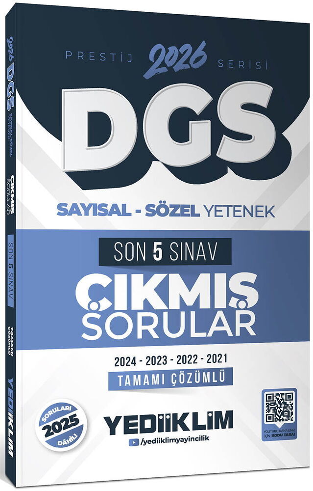 Yediiklim Yayınları 2026 DGS Prestij Serisi Sayısal Sözel Yetenek Tamamı Çözümlü Son 5 Sınav Çıkmış Sorular