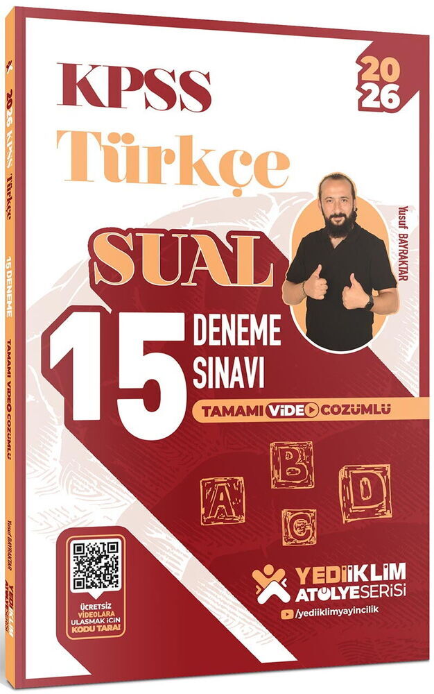 Yediiklim Yayınları 2026 KPSS Atölye Serisi Türkçe Sual Tamamı Video Çözümlü 15 Deneme Sınavı