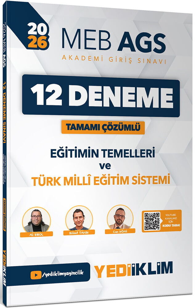 Yediiklim Yayınları 2026 MEB AGS Eğitimin Temelleri Ve Türk Milli Eğitim Sistemi Tamamı Çözümlü 12 Deneme