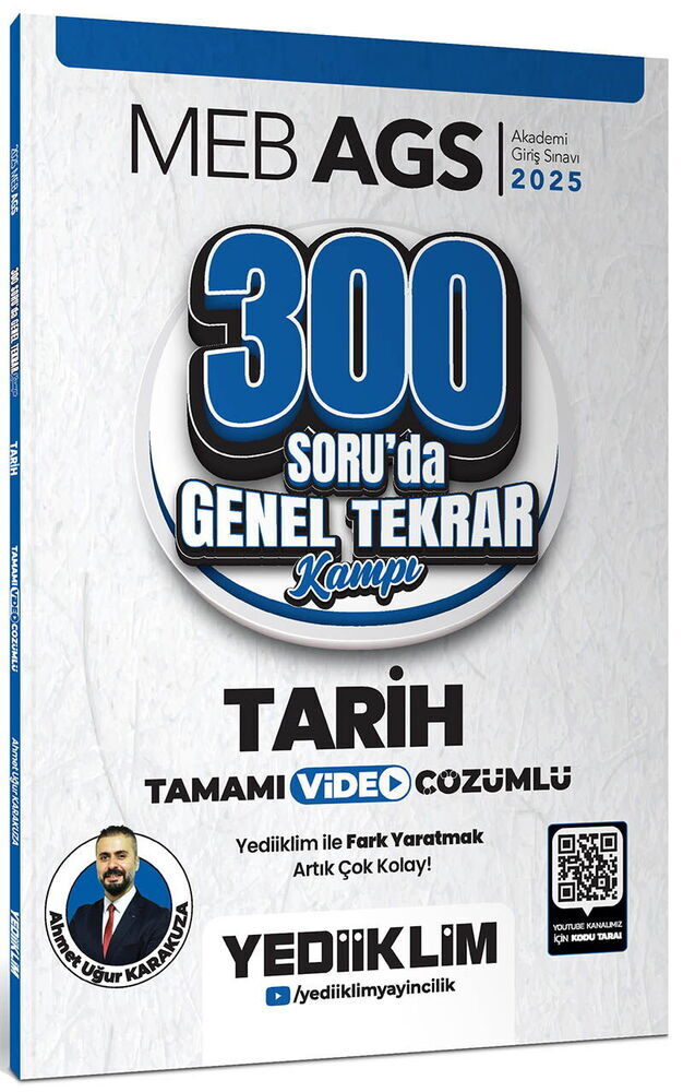 Yediiklim Yayınları 2025 MEB AGS Tarih 300 Soruda Tamamı Video Çözümlü Genel Tekrar Kampı