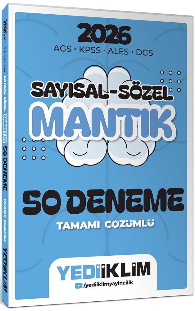 Yediiklim Yayınları 2026 AGS KPSS ALES DGS Sayısal Sözel Mantık Tamamı Çözümlü 50 Deneme