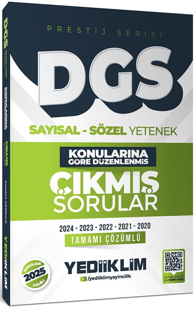 Yediiklim Yayınları 2026 DGS Prestij Serisi Sayısal Sözel Yetenek Konularına Göre Düzenlenmiş Tamamı Çözümlü Çıkmış Sorular