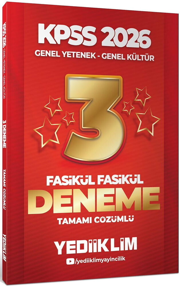 Yediiklim Yayınları 2026 KPSS Genel Yetenek Genel Kültür Tamamı Çözümlü Fasikül Fasikül 3 Yıldız Deneme