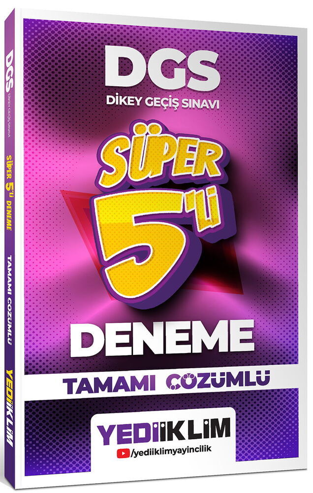 Yediiklim Yayınları 2026 DGS Tamamı Çözümlü Süper 5'li Deneme
