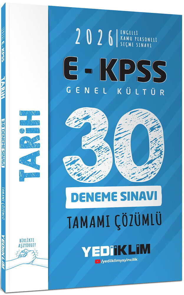 Yediiklim Yayınları 2026 E - KPSS Tüm Adaylar İçin Genel Kültür Tarih Tamamı Çözümlü 30 Deneme Sınavı
