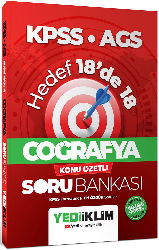 Yediiklim Yayınları KPSS AGS Coğrafya Hedef 18'de 18 Konu Özetli Soru Bankası