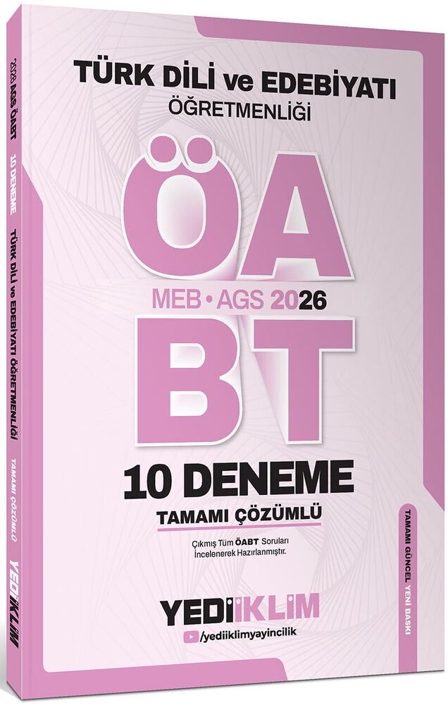 Yediiklim Yayınları AGS ÖABT Türk Dili Ve Edebiyatı Öğretmenliği Tamamı Çözümlü 10 Deneme Sınavı