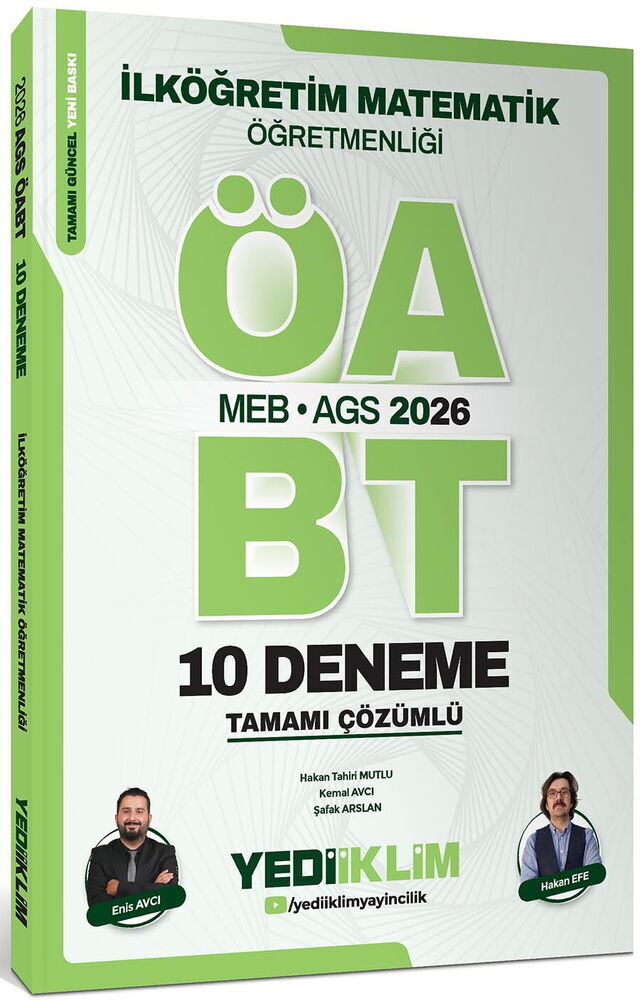 Yediiklim Yayınları MEB AGS ÖABT 2026 İlköğretim Matematik Öğretmenliği Tamamı Çözümlü 10 Deneme