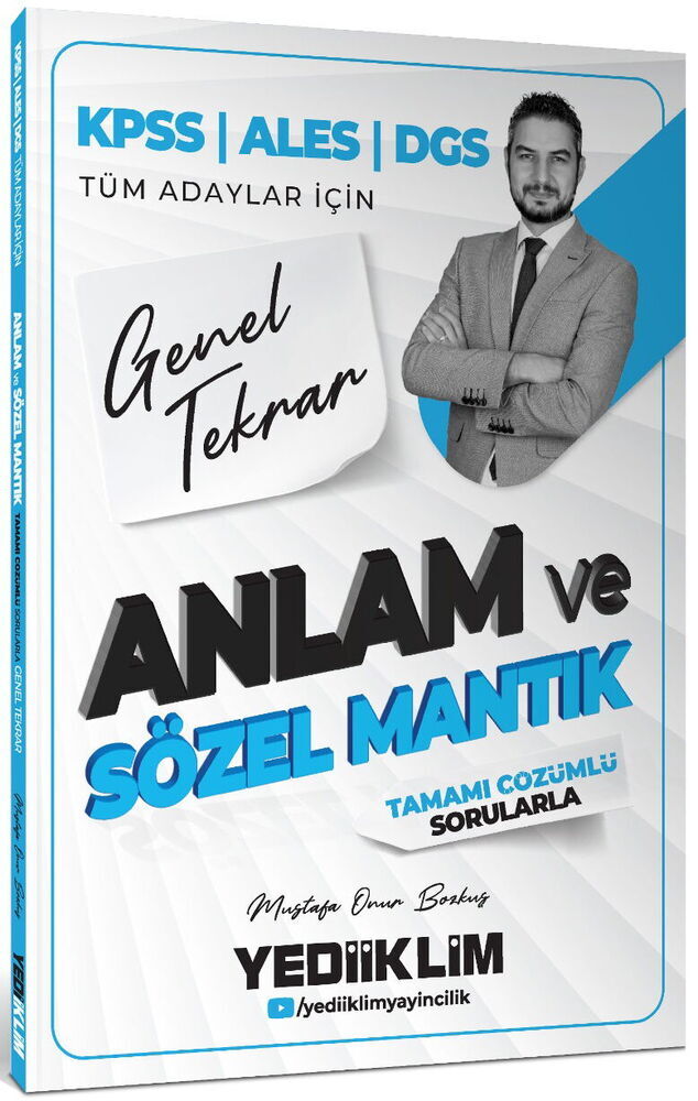 Yediiklim Yayınları 2026 KPSS ALES DGS Tüm Adaylar İçin Anlam ve Sözel Mantık Tamamı Çözümlü Sorularla Genel Tekrar