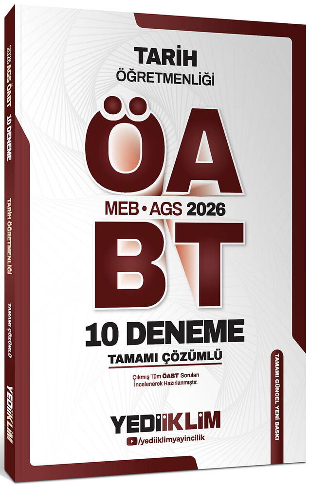 Yediiklim Yayınları 2026 MEB AGS ÖABT Tarih Öğretmenliği Tamamı Çözümlü 10 Deneme Sınavı