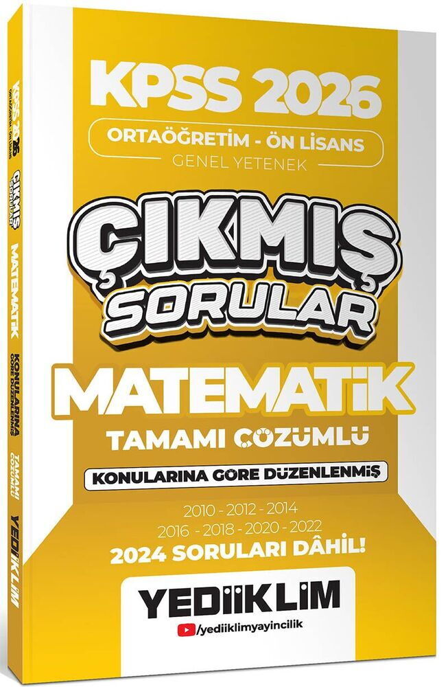 Yediiklim Yayınları KPSS 2026 Ortaöğretim-Önlisans Matematik Konularına Göre Çıkmış Sorular(2024 soruları dahil)