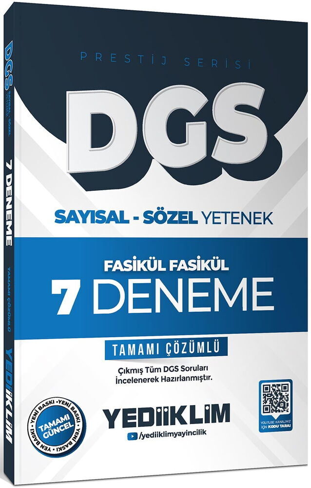 Yediiklim Yayınları 2026 DGS Prestij Serisi Sayısal Sözel Yetenek Tamamı Çözümlü Fasikül Fasikül 7 Deneme