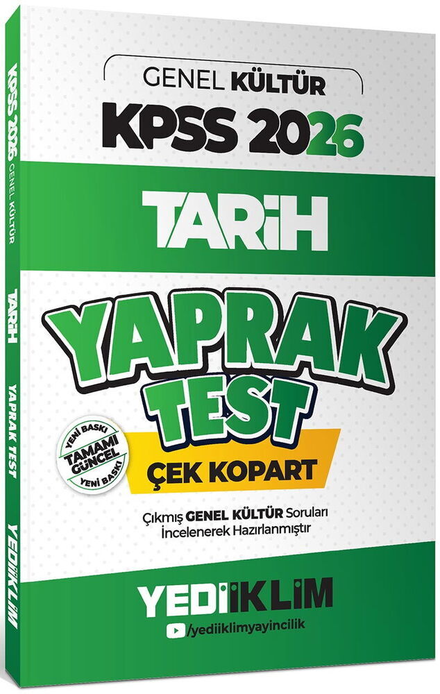 Yediiklim Yayınları 2026 KPSS-AGS Genel Kültür Tarih Çek Kopart Yaprak Test