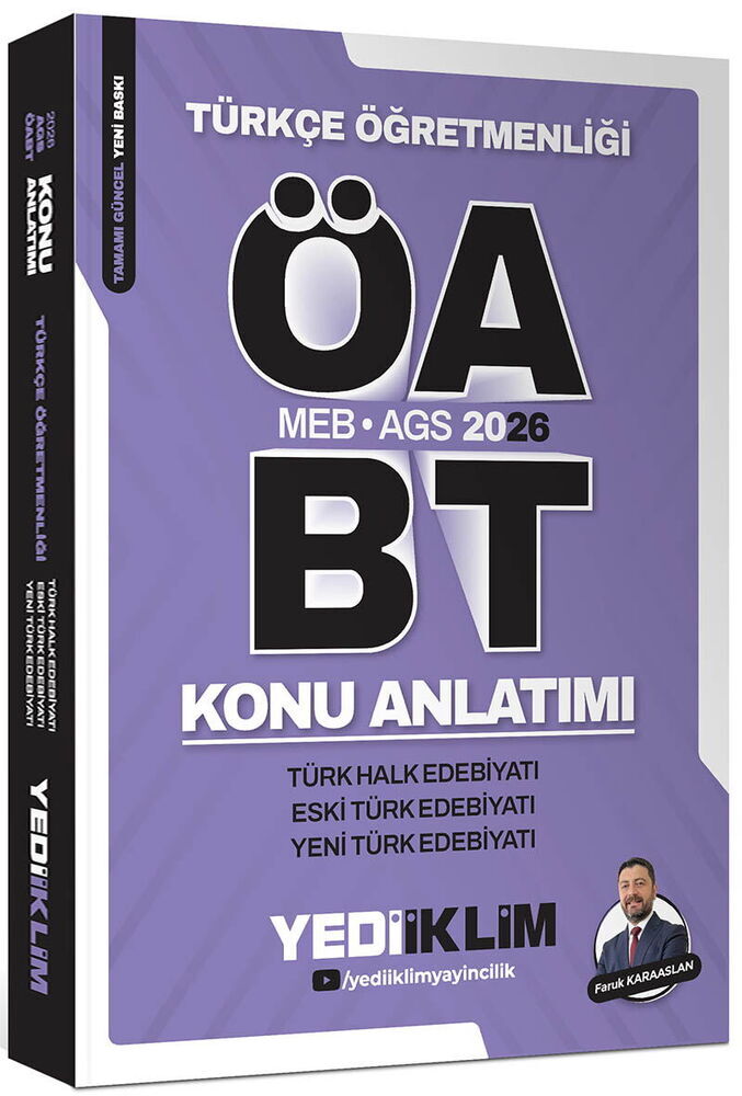 Yediiklim Yayınları 2026 MEB AGS ÖABT Türkçe Öğretmenliği Türk Halk Edebiyatı Eski Türk Edebiyatı Yeni Türk Edebiyatı Konu Anlat