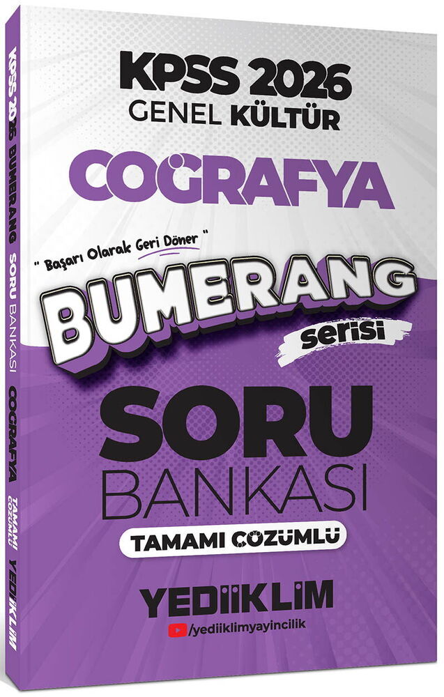 Yediiklim Yayınları 2026 KPSS Genel Kültür Bumerang Coğrafya Tamamı Çözümlü Soru Bankası