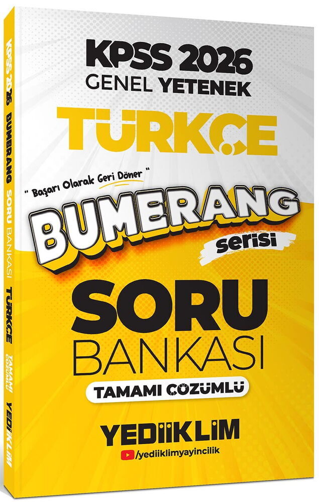 Yediiklim Yayınları 2026 KPSS Genel Yetenek Bumerang Türkçe Tamamı Çözümlü Soru Bankası