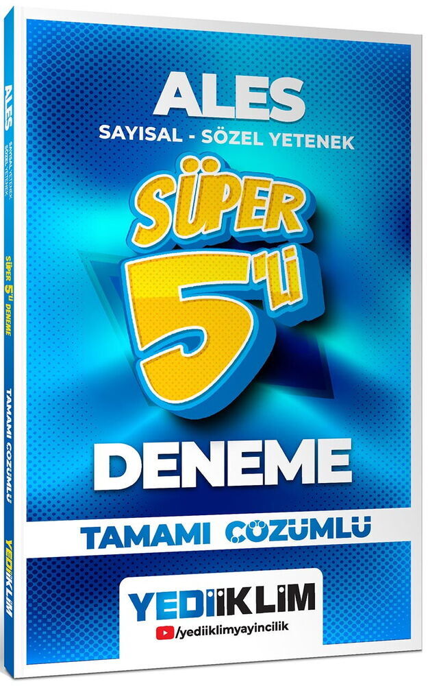 Yediiklim Yayınları 2026 ALES Sayısal - Sözel Yetenek Tamamı Çözümlü Süper 5`li Deneme 