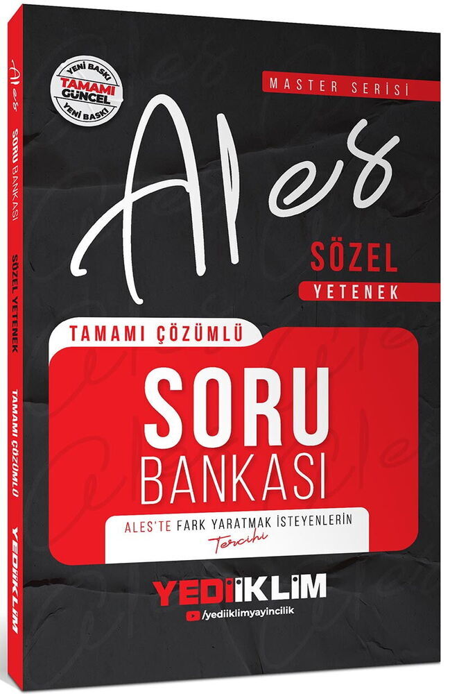 Yediiklim Yayınları 2026 ALES Sözel Yetenek Tamamı Çözümlü Soru Bankası 