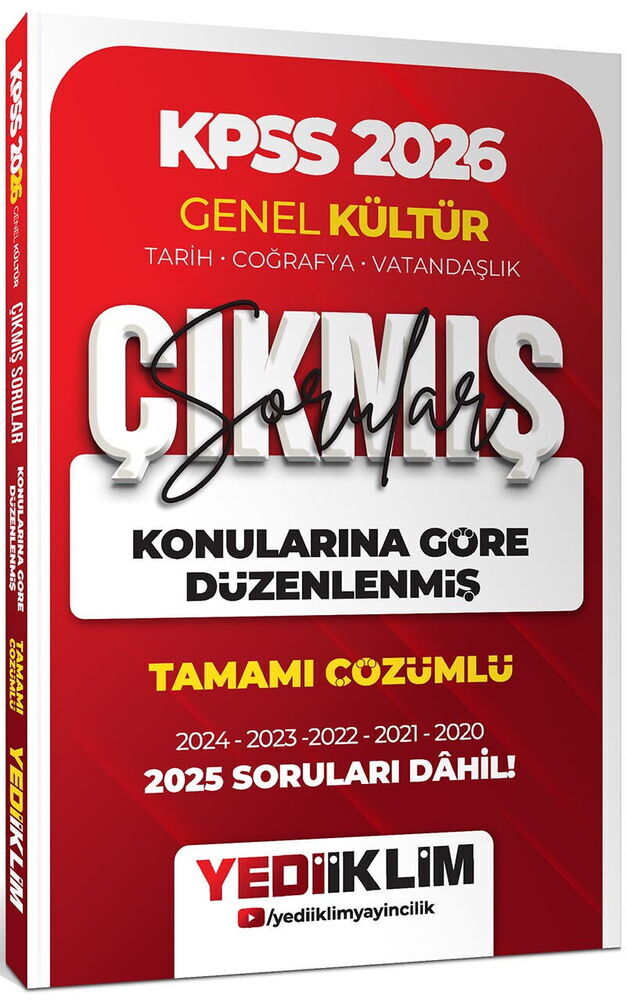 Yediiklim Yayınları 2026 KPSS Genel Kültür Konularına Göre Düzenlenmiş Tamamı Çözümlü Çıkmış Sorular