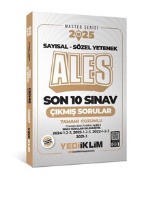 Yediiklim Yayınları 2025 ALES Master Serisi Sayısal - Sözel Yetenek Tamamı Çözümlü Son 10 Sınav Çıkmış Sorular (ALES 3 DAHİL) #1
