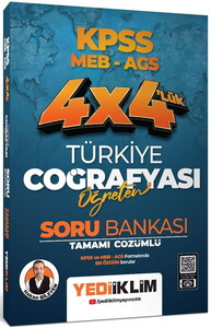 Yediiklim Yayınları 2026 KPSS MEB AGS 4X4 Öğreten Türkiye Coğrafyası Tamamı Çözümlü Soru Bankası