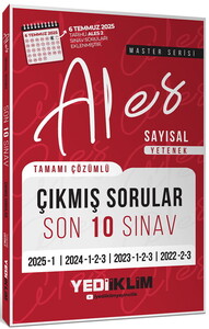 Yediiklim Yayınları  ALES Master Serisi Sayısal Yetenek Tamamı Çözümlü Son 10 Sınav Çıkmış Sorular (6 Temmuz 2025 Ales-2 Ekli)