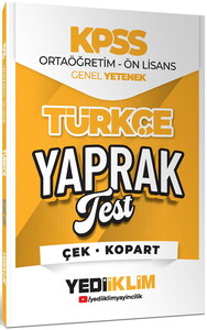 YEDİİKLİM YAYINLARI 2026 KPSS ORTAÖĞRETİM-ÖNLİSANS TÜRKÇE ÇEK KOPART YAPRAK TEST