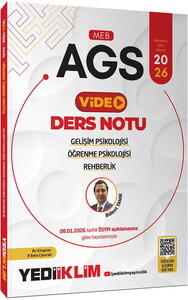 Yediiklim  Yayınları 2026 MEB-AGS GELİŞİM PSİKOLOJİSİ, ÖĞRENME PSİKOLOJİSİ VE REHBERLİK VİDEO ANLATIMLI DERS NOTU