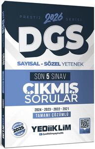 Yediiklim Yayınları 2026 DGS Prestij Serisi Sayısal Sözel Yetenek Tamamı Çözümlü Son 5 Sınav Çıkmış Sorular