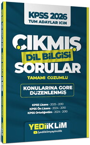 Yediiklim Yayınları 2026 KPSS Tüm Adaylar İçin Dil Bilgisi Tamamı Çözümlü Çıkmış Sorular Konularına Göre Düzenlenmiş