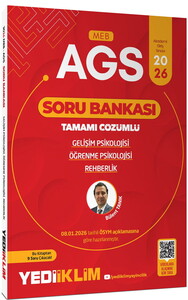 Yediiklim  Yayınları 2026 MEB-AGS GELİŞİM PSİKOLOJİSİ, ÖĞRENME PSİKOLOJİSİ VE REHBERLİK TAMAMI ÇÖZÜMLÜ SORU BANKASI