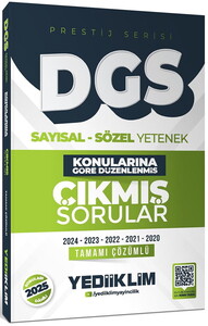 Yediiklim Yayınları 2026 DGS Prestij Serisi Sayısal Sözel Yetenek Konularına Göre Düzenlenmiş Tamamı Çözümlü Çıkmış Sorular