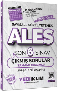 Yediiklim Yayınları ALES Master Serisi Sayısal - Sözel Yetenek Tamamı Çözümlü Son 6 Sınav Çıkmış Sorular (13 Nisan 2025 Ales-1 E