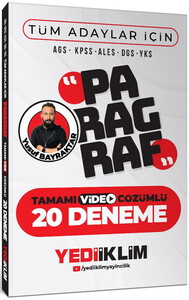 Yediiklim Yayınları AGS KPSS ALES DGS YKS Tüm Adaylar İçin Paragraf Tamamı Video Çözümlü 20 Deneme