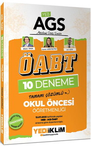 Yediiklim Yayınları AGS ÖABT Okul Öncesi Öğretmenliği Tamamı Çözümlü 10 Deneme Sınavı