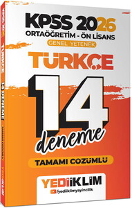 Yediiklim Yayınları 2026 KPSS Ortaöğretim Ön Lisans Genel Yetenek Türkçe Tamamı Çözümlü 14 Deneme