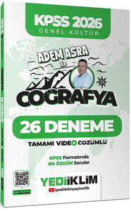 Yediiklim Yayınları KPSS 2026 Genel Kültür Adem Asra ile Coğrafya Tamamı Video Çözümlü 26 Deneme