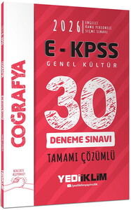 Yediiklim Yayınları 2026 E - KPSS Tüm Adaylar İçin Genel Kültür Coğrafya Tamamı Çözümlü 30 Deneme Sınavı