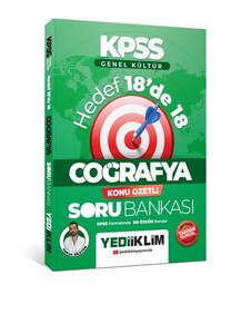 Yediiklim Yayınları KPSS Genel Kültür Hedef 18\'de 18 Coğrafya Konu Özetli Soru Bankası