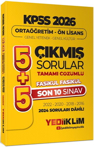 Yediiklim Yayınları 2026 Ortaöğretim-Önlisans Genel Yetenek Genel Kültür 5+5 Tamamı Çözümlü Son 10 Sınav Fasikül Fasikül Çıkmış