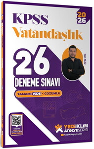 Yediiklim Yayınları  2026 KPSS Atölye Serisi Vatandaşlık Tamamı Video Çözümlü 26 Deneme Sınavı 